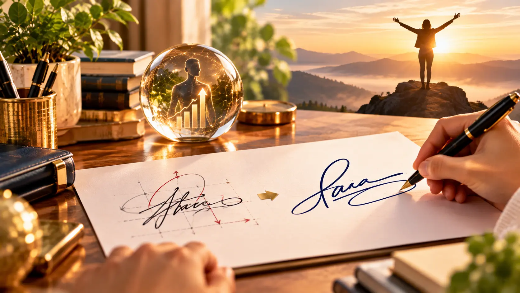 Illustrative signature analysis and correction with a fountain pen